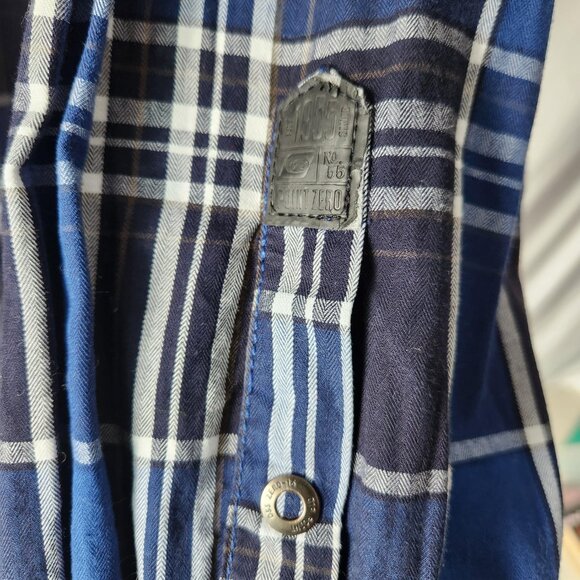 Point Zero Gold Collection Shirt 2XL Blue Black Plaid Snap Front 100% Cotton - Picture 8 of 11